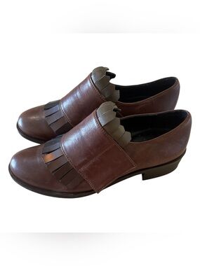 Gadea Made in Spain Brown Leather Kiltie Fringe Low Heel Loafers EU 37 US 6.5